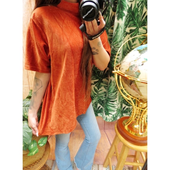 NEW Vintage pumpkin plush corduroy oversized tee π - Picture 2 of 4